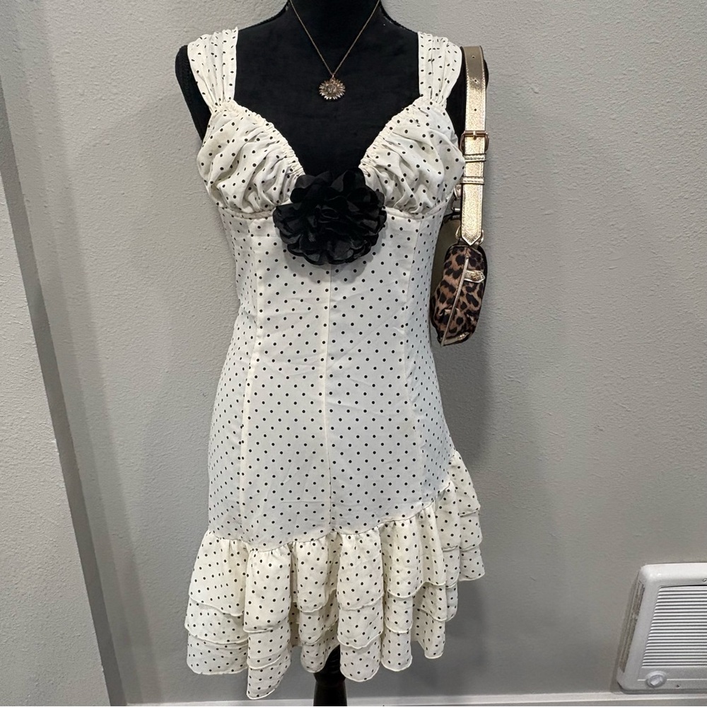 Prettylittlething Polka Dot Ruffle Dress